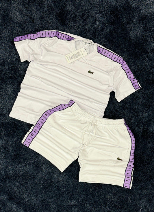 Conjunto Lacoste (Blanco/Morado)